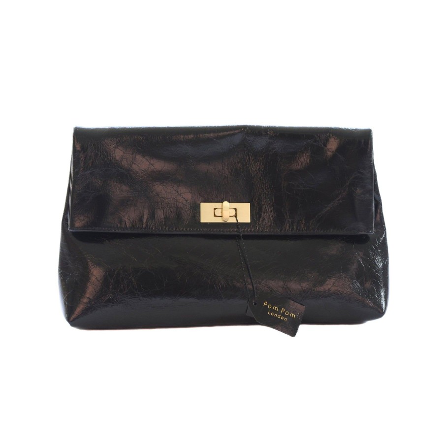 Bags Pom Pom London | Belgravia Clutch Bag Oily Black