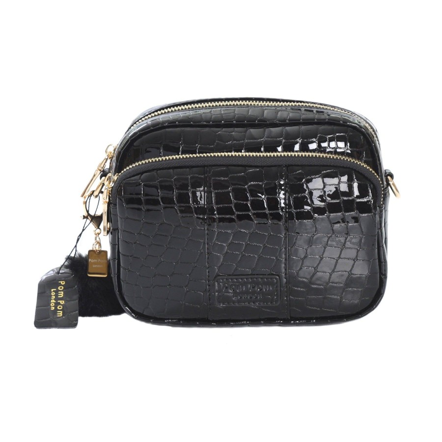 Bags Pom Pom London | Mayfair Bag Patent Croc Black & Accessories