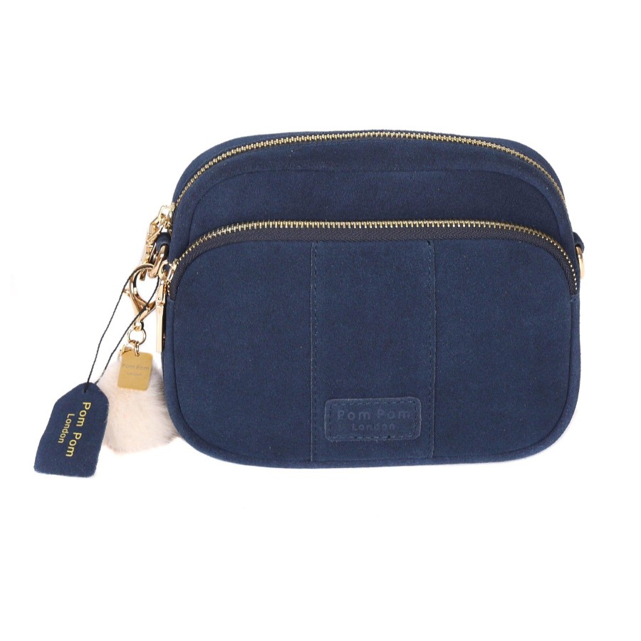 Bags Pom Pom London | Mayfair Suede Bag Navy & Accessories