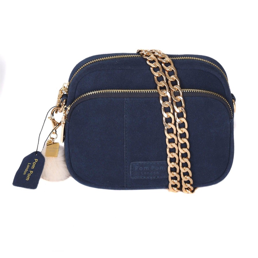 Bags Pom Pom London | Mayfair Suede Bag Navy & Accessories