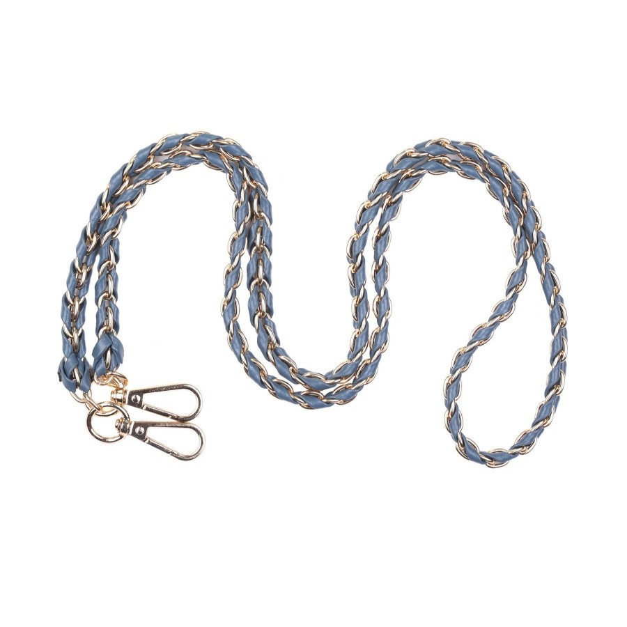 Accessories Pom Pom London | Strap Gold Chain Slate Blue Weave