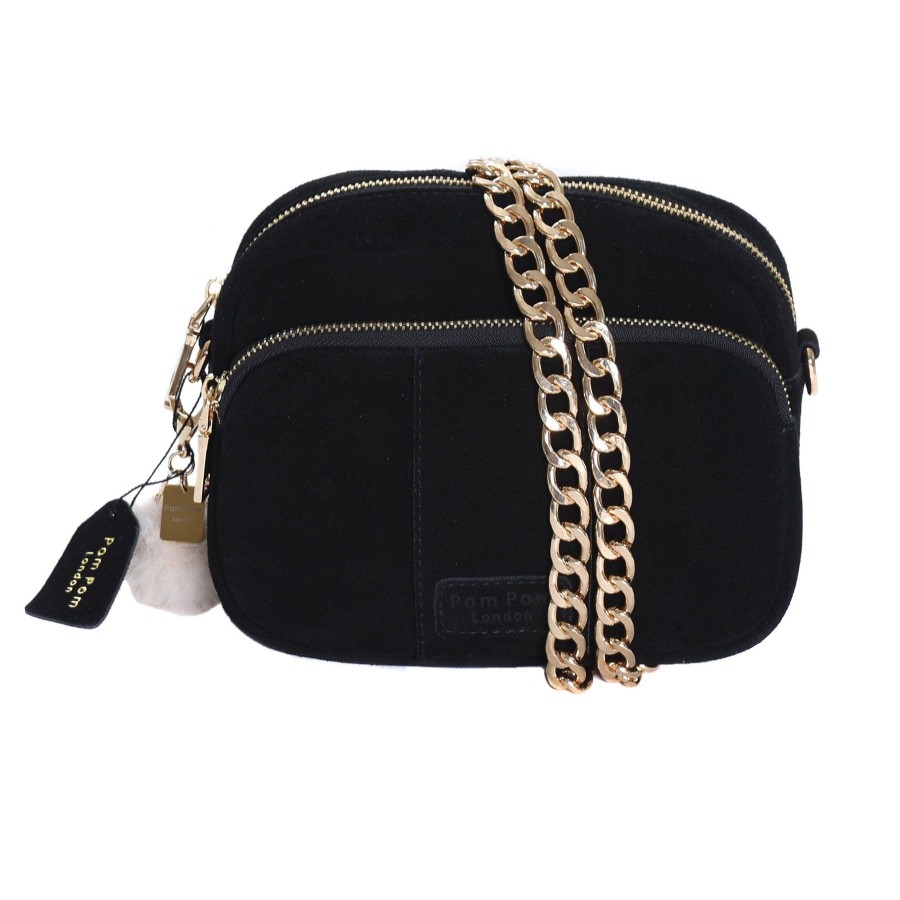 Bags Pom Pom London | Mayfair Suede Bag Black & Accessories