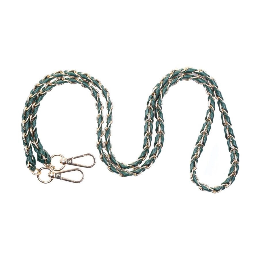 Bags Pom Pom London | Strap Gold Chain Vintage Green Weave