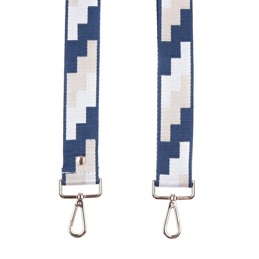 Accessories Pom Pom London | Strap Navy & Stone Geometric