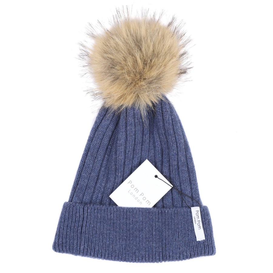 Accessories Pom Pom London | Ribbed Cashmere Slate Blue