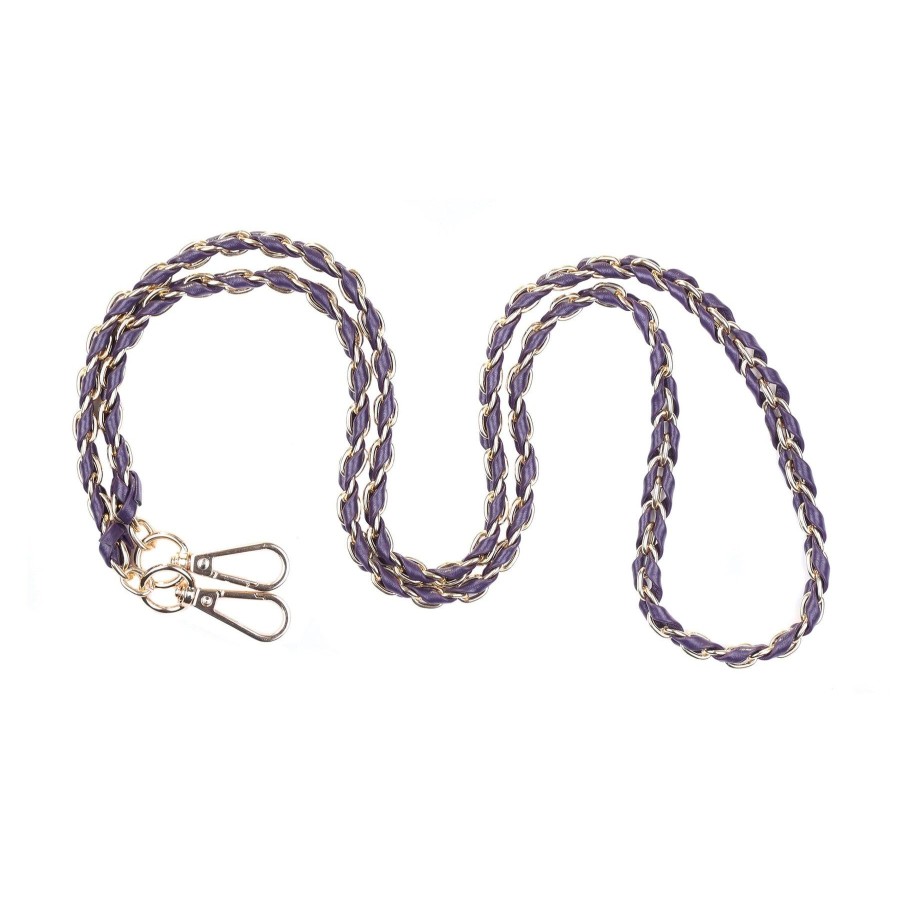 Accessories Pom Pom London | Strap Gold Chain Plum Weave