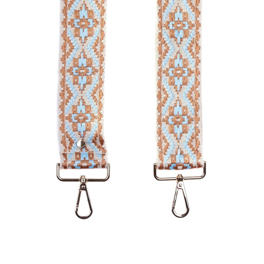 Accessories Pom Pom London | Strap Tan Blue Tapestry