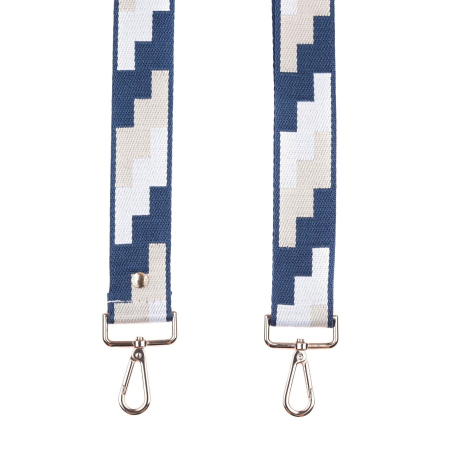 Bags Pom Pom London | Strap Navy & Stone Geometric