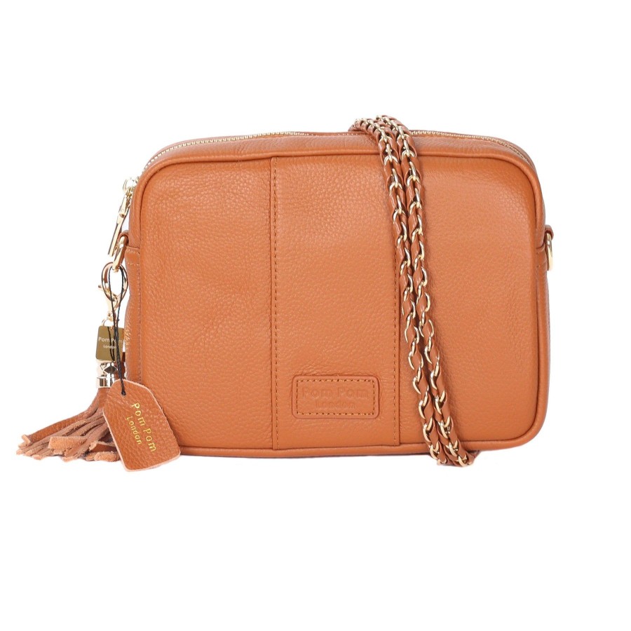 Bags Pom Pom London | Strap Gold Chain Tan Weave